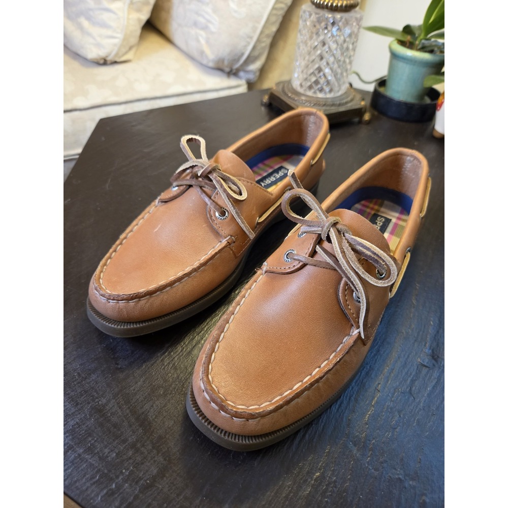 Sperry Top-Sider Women's AO 2-Eye Boat Shoes Tan Leather Size 8.5 NEW! $110